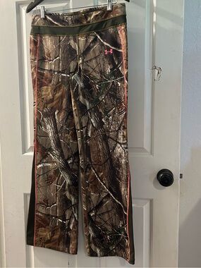 Under Armour Olive & Brown Camo Pants with Pink Accents